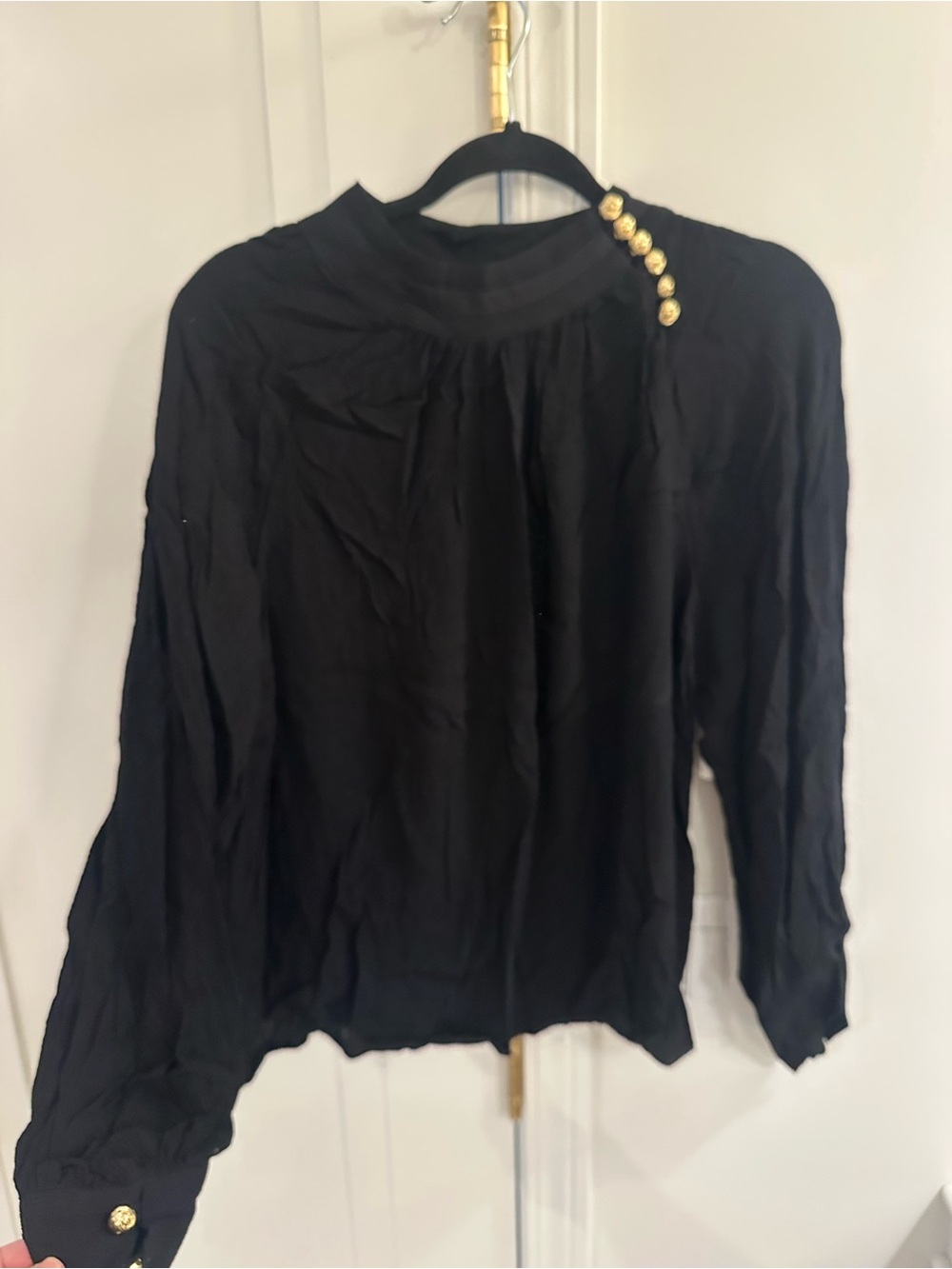 Ba&sh Womens Neil Embellished Gold Button Long Sleeve Blouse